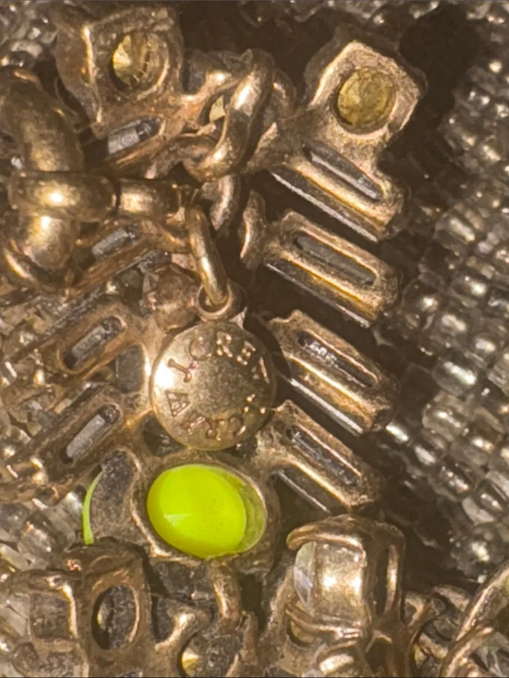 J. Crew Neon Yellow and Clear Crystal Stretch Bracelet